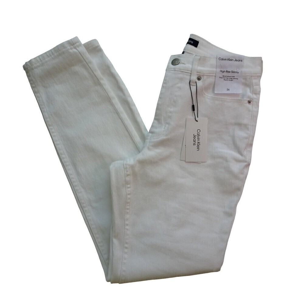 CALVIN KLEIN Women's Jeans High Rise Skinny Denim White Stretch Fitted NWT 26